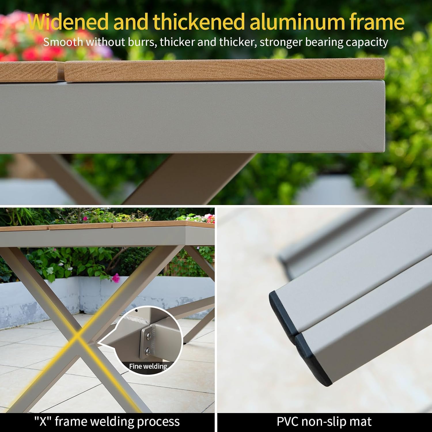Outdoor Furniture Aluminum Frame Plastic Wood Outdoor Dining Table
