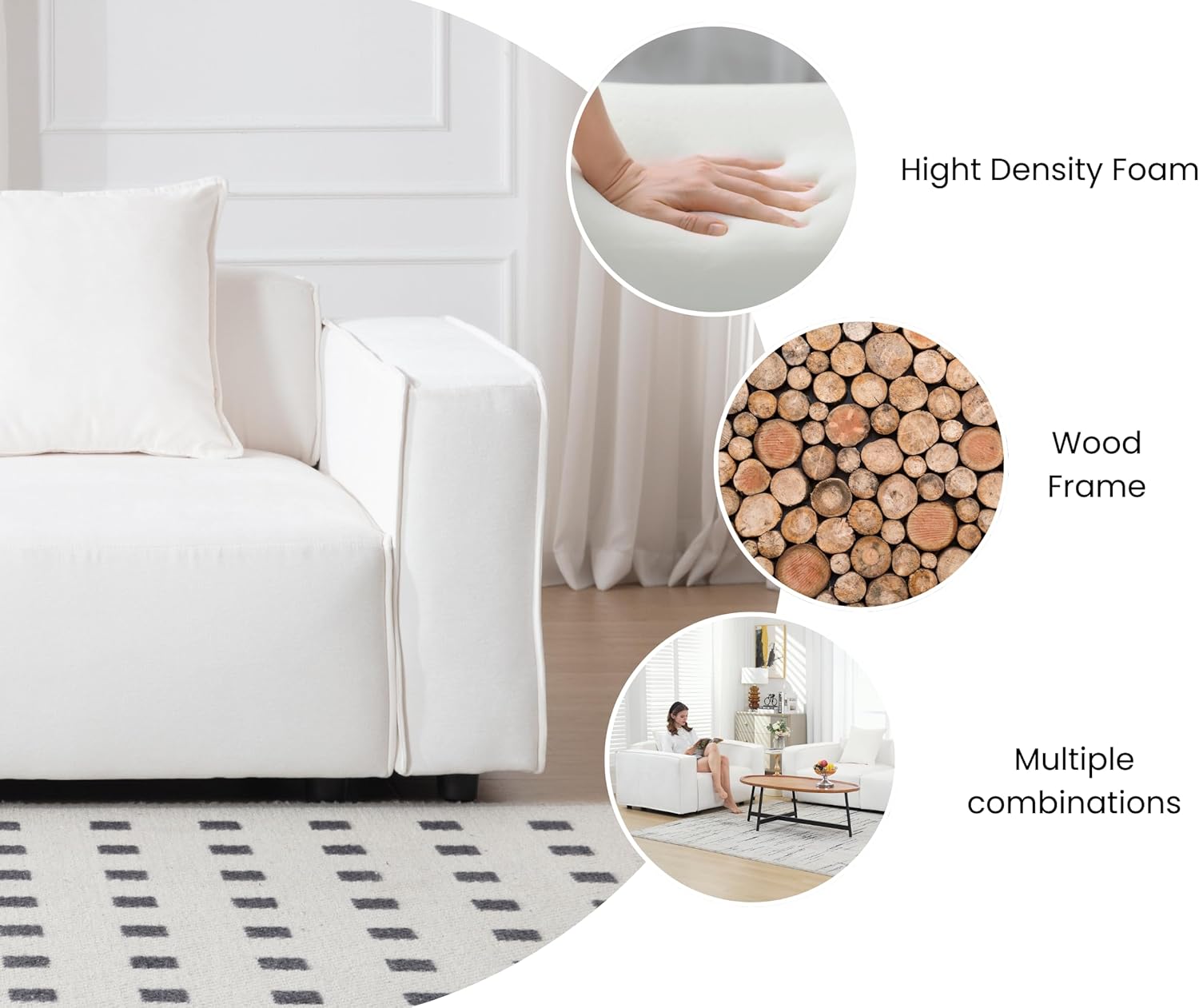 Oversized Modular Sectional Sofa Couch L Shaped Sleeper Couch with Ottoman Chenille Upholstered Deep Seat Couch Modern 4-Seater Convertible Sofa