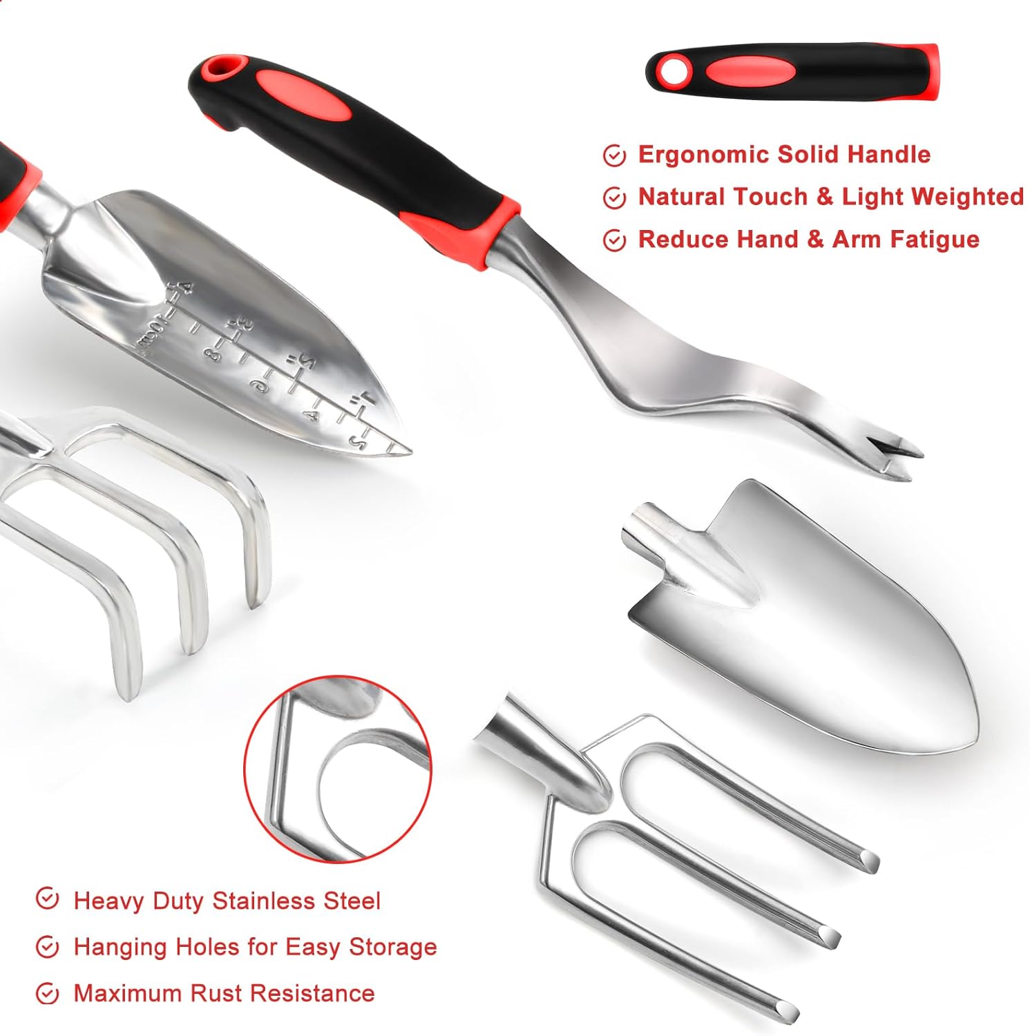 Garden Tool Set with Non Slip Rubber Grip,8 Piece Stainless Steel Gardening Tool Sets,Heavy Duty Outdoor Hand Tools