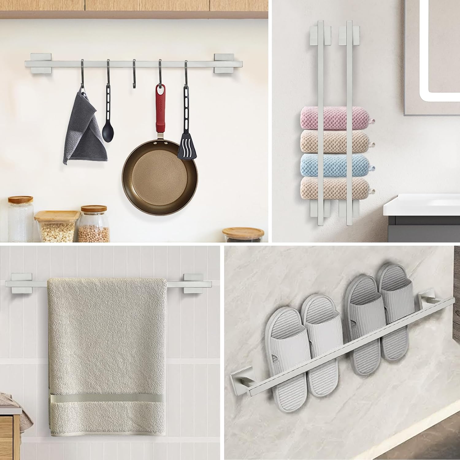 18.5 Inch Towel Rack Bathroom, 304 Stainless Steel Bathroom Accessories Wall Mounted, Total Length 20.5 Inch, Brushed Nickel