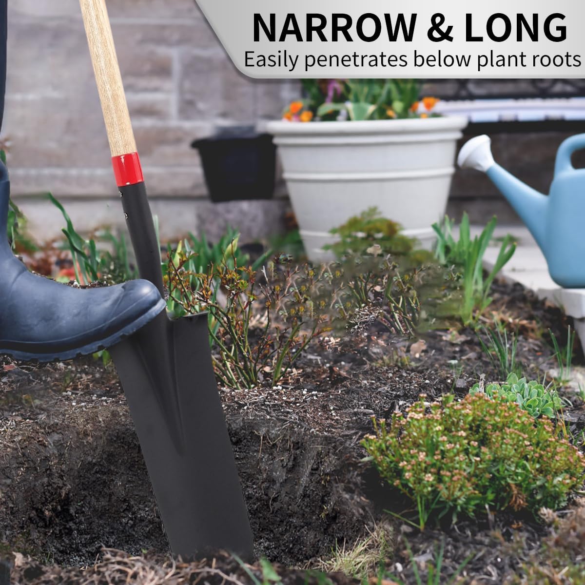 Spade Shovel for Digging, Heavy Duty Shovel with D-Handle, Trench Shovel for Gardening, 45 Inches