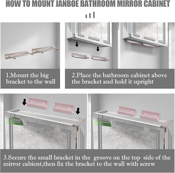 Large Medicine Cabinet with Lights,Aluminum Mirror Cabinet,Glass Shelf Illumination,USB Shaver Socket,3 Colors,Dimmable,Demister