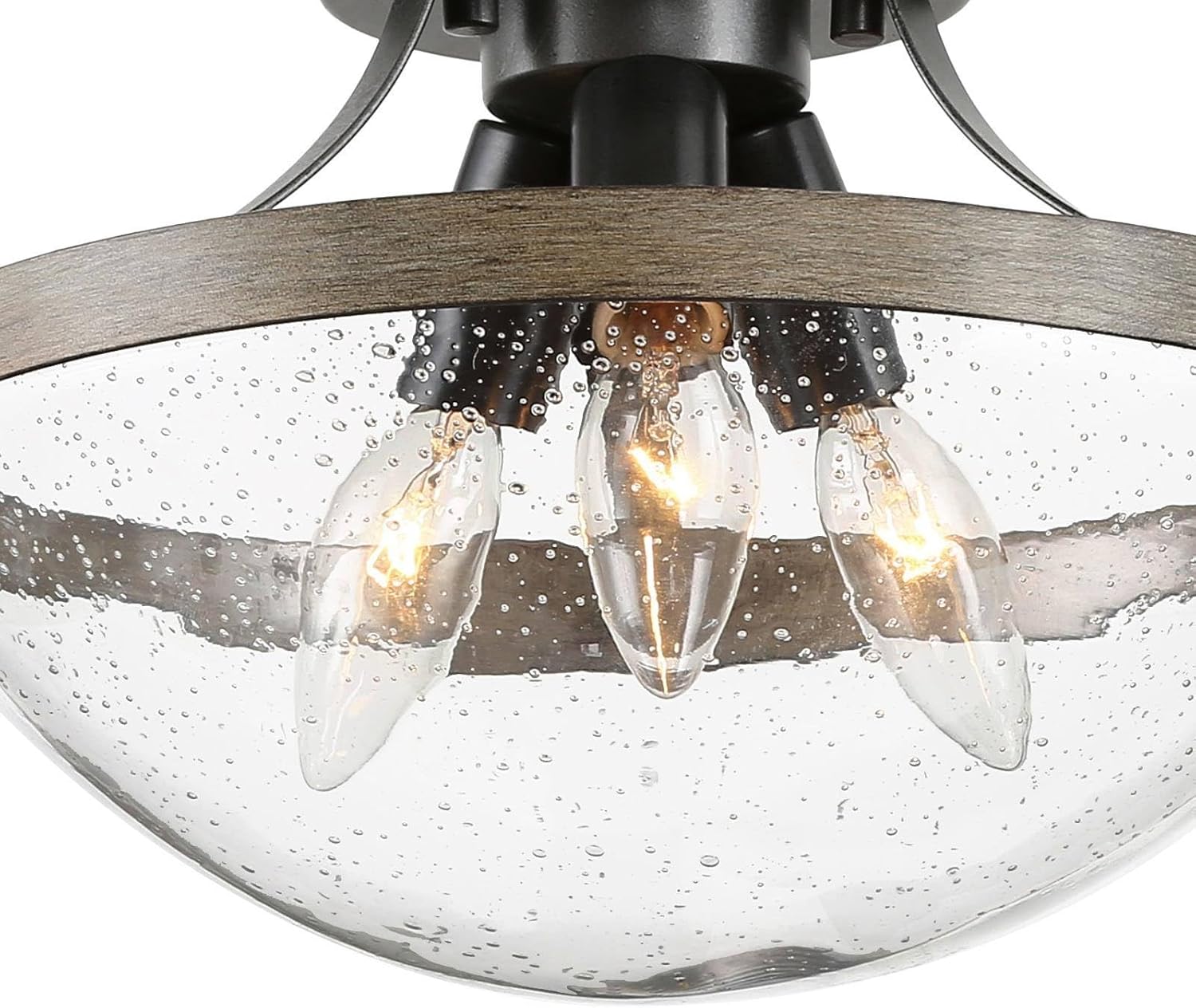 Semi Flush Mount Ceiling Light with Seeded Glass Shade
