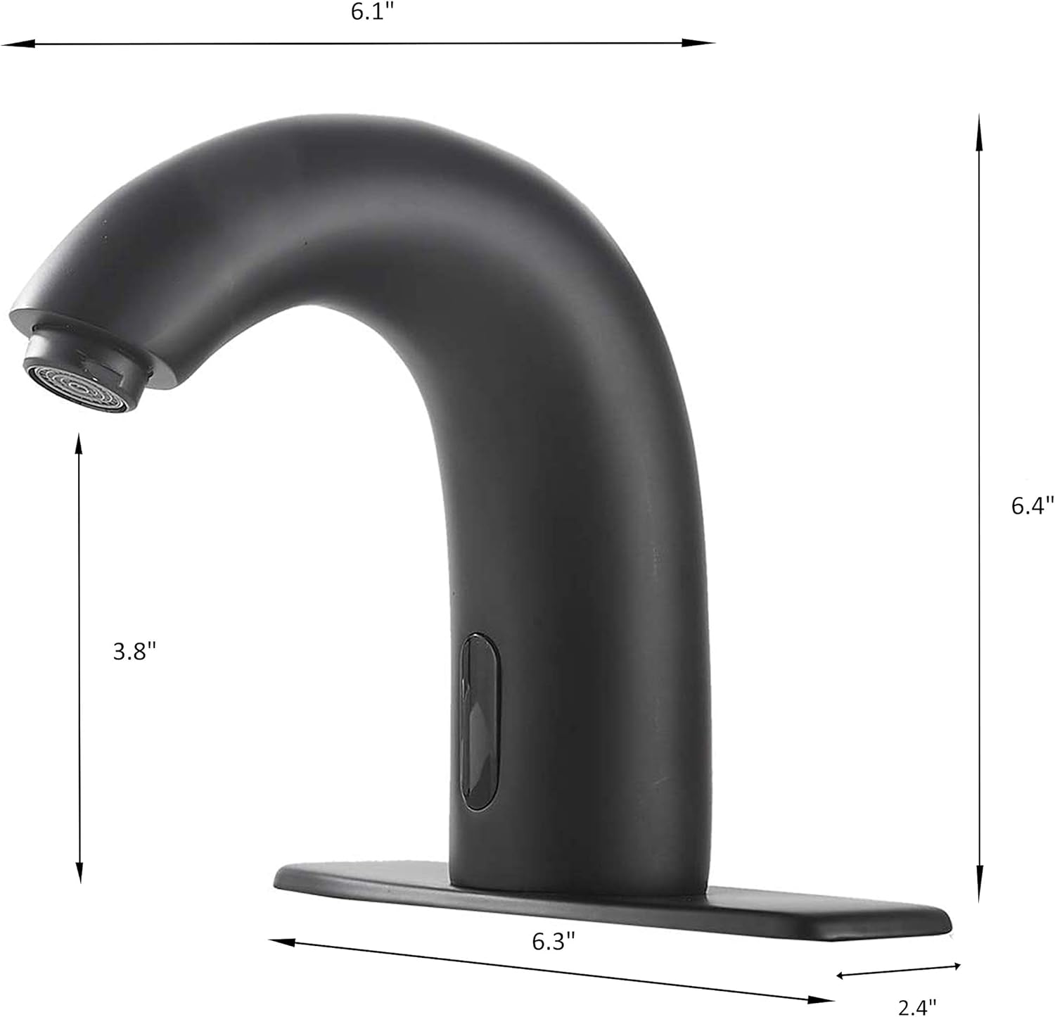 Automatic Bathroom Sink Faucet with Hole Cover Plate Touchless Sensor Dual Powered Matte Black Vanity Faucet