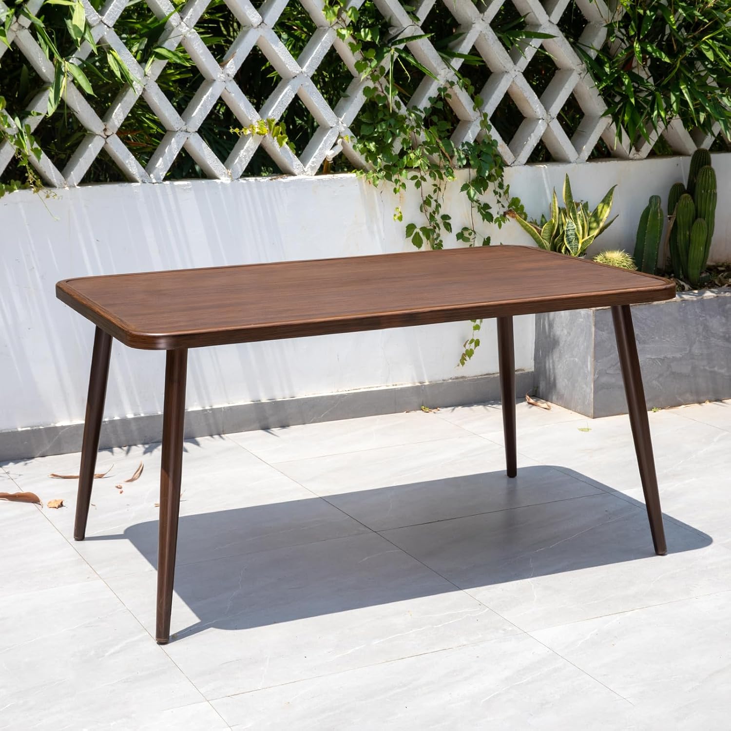 Square Outdoor Dining Table Round Patio Bistro Table Aluminum Frame Tapered Legs