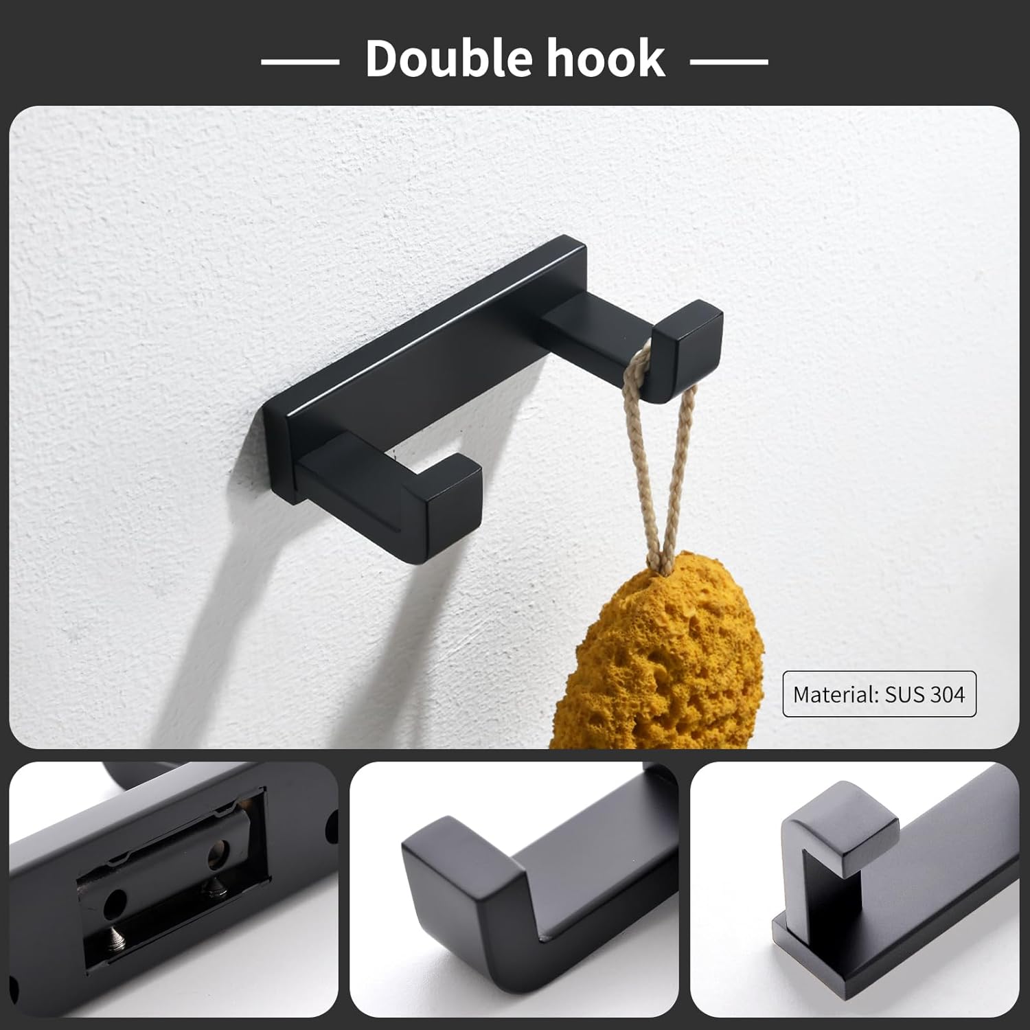 4-Piece Matte Black Bathroom Hardware Accessories Set, Bath Towel Bar Set SUS304 Stainless Steel, Round Towel Racks for Bathroom Wall Mounted