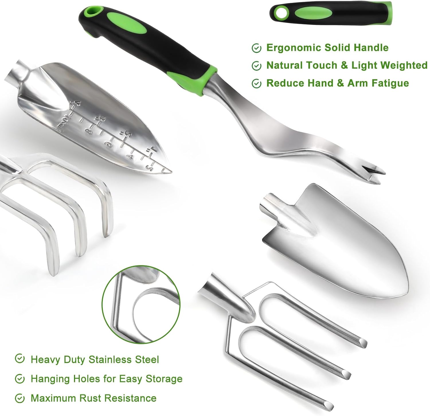 Garden Tool Set with Non Slip Rubber Grip,8 Piece Stainless Steel Gardening Tool Sets,Heavy Duty Outdoor Hand Tools