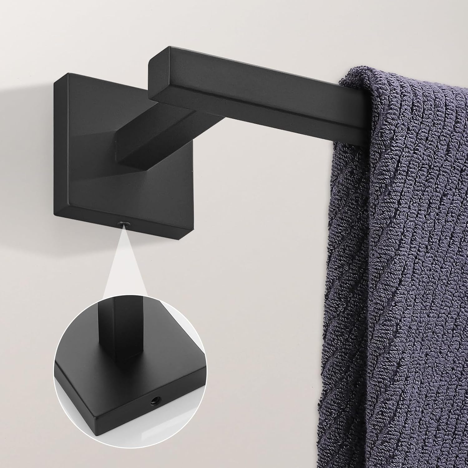 Towel Bar Black, 31 Inch 304 Stainless Steel Towel Rack Bathroom, Square Bathroom Accessories Wall Mounted, Total Length 33 Inch