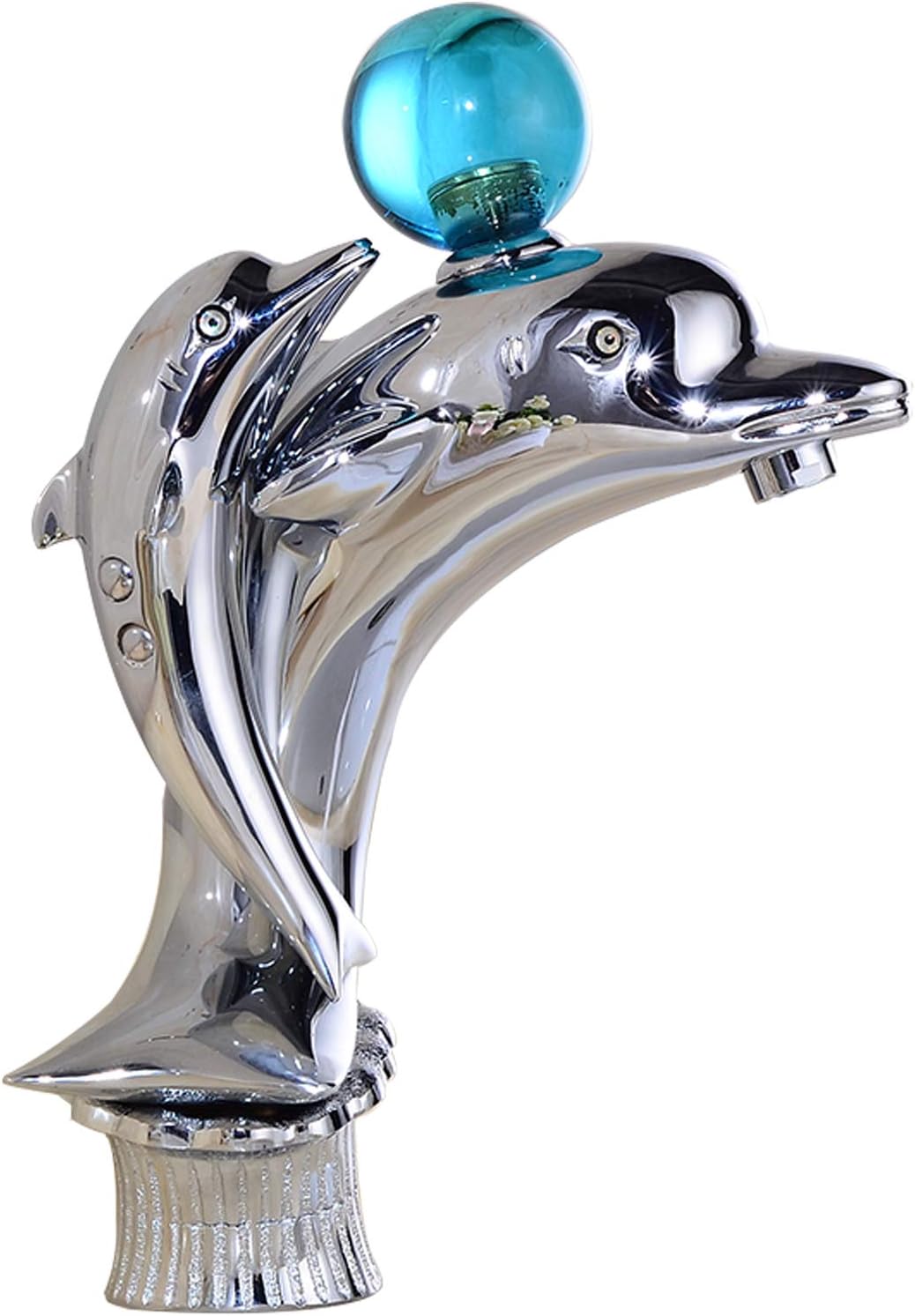 Bathroom Faucet Dolphin Design with Crystal Handle Chrome Solid Brass One Hole Bathroom Sink Faucet Vanity Basin Faucet Commercial