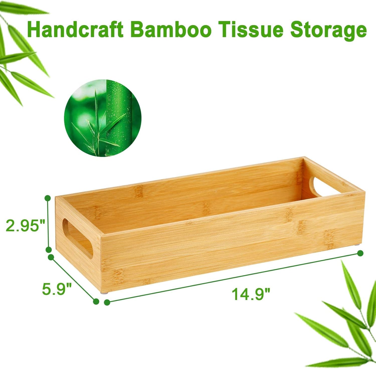 Toilet Tray, Bamboo Toilet Paper Storage with Handles, Toilet Paper Tray Holder Organizer Basket for Toilet Tank/Bathroom/Kitchen Counter