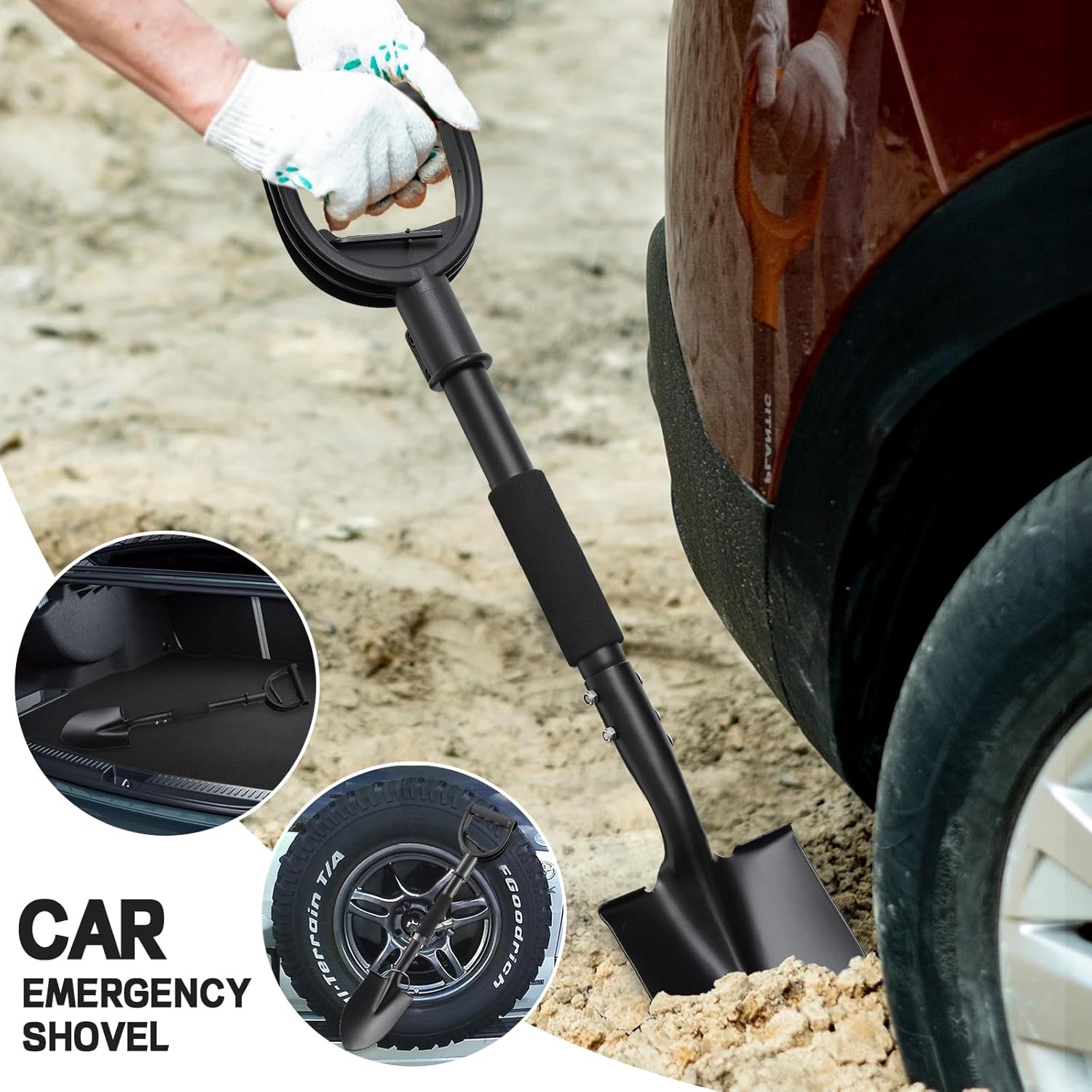 Garden Shovel for Digging, 31 inch Small Spade Shovel with Curved D-Handle, Heavy Duty Portable Mini Shovels
