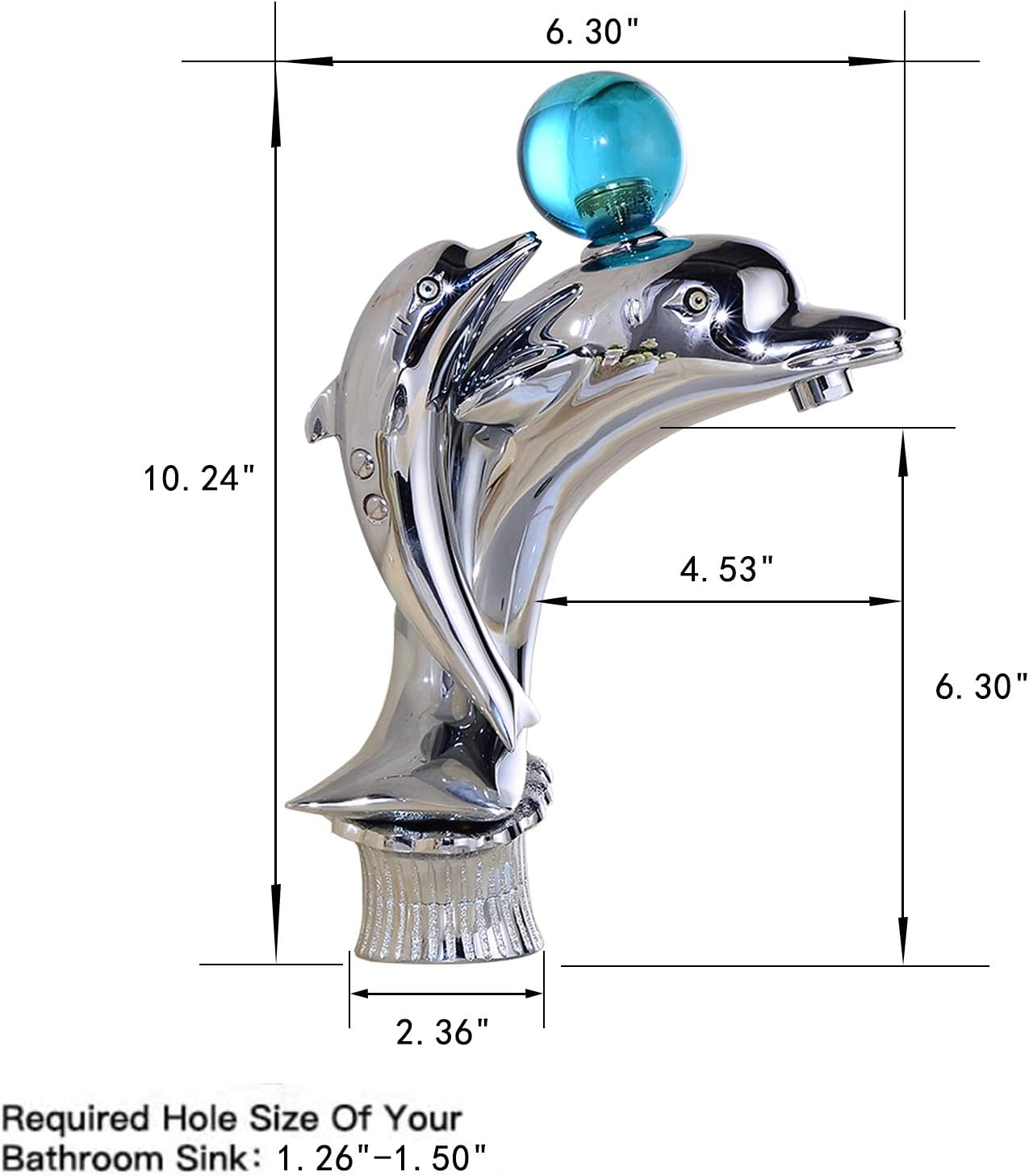 Bathroom Faucet Dolphin Design with Crystal Handle Chrome Solid Brass One Hole Bathroom Sink Faucet Vanity Basin Faucet Commercial