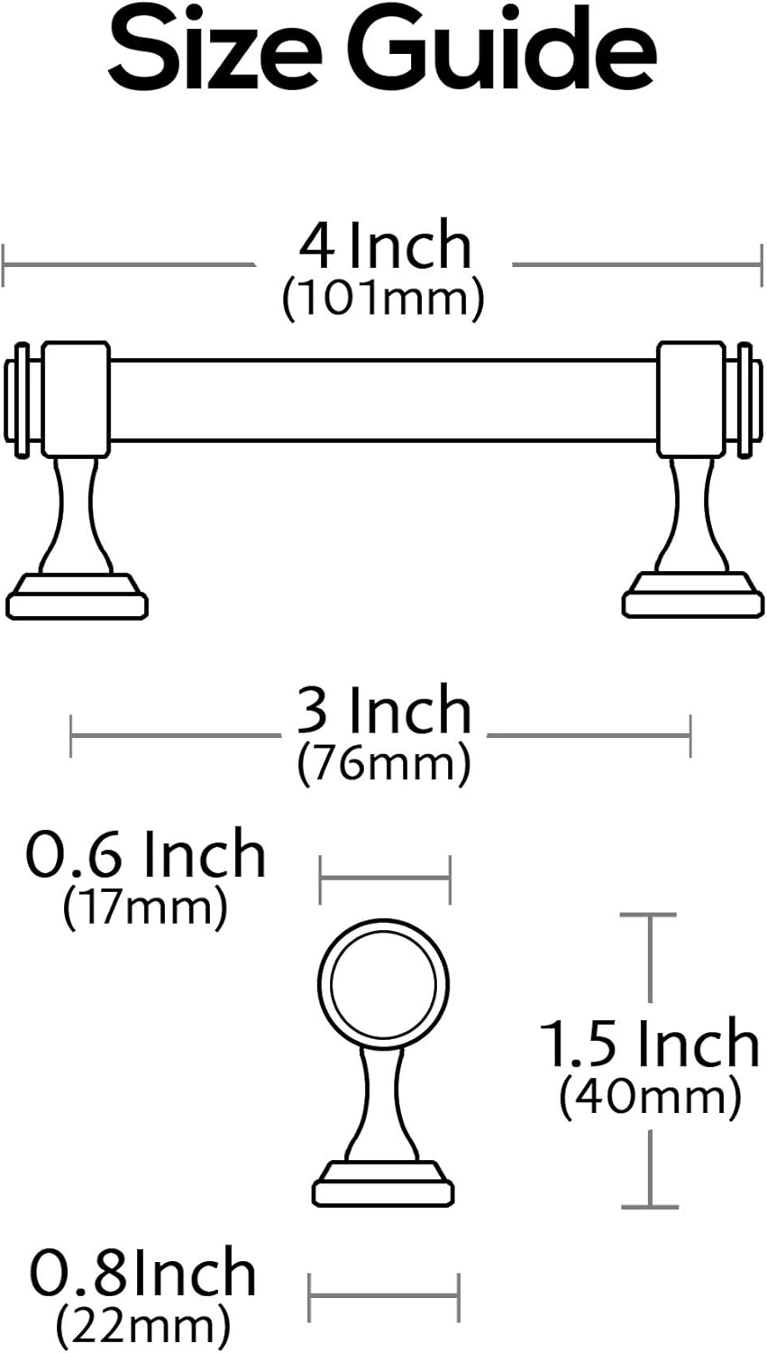 10 Pack Oil Rubbed Bronze Cabinet Pulls, 3 Inch(76mm) Hole Centers Cabinet Handles Kitchen Hardware Straight Bar for Cabinets and Drawer