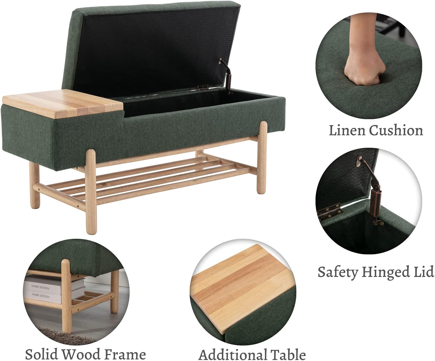 Modern Storage Bench for Bedroom End of Bed Sherpa Upholstered Ottoman Bench with Storage and Wood Shoe Rack Farmhouse Long Seating Bench