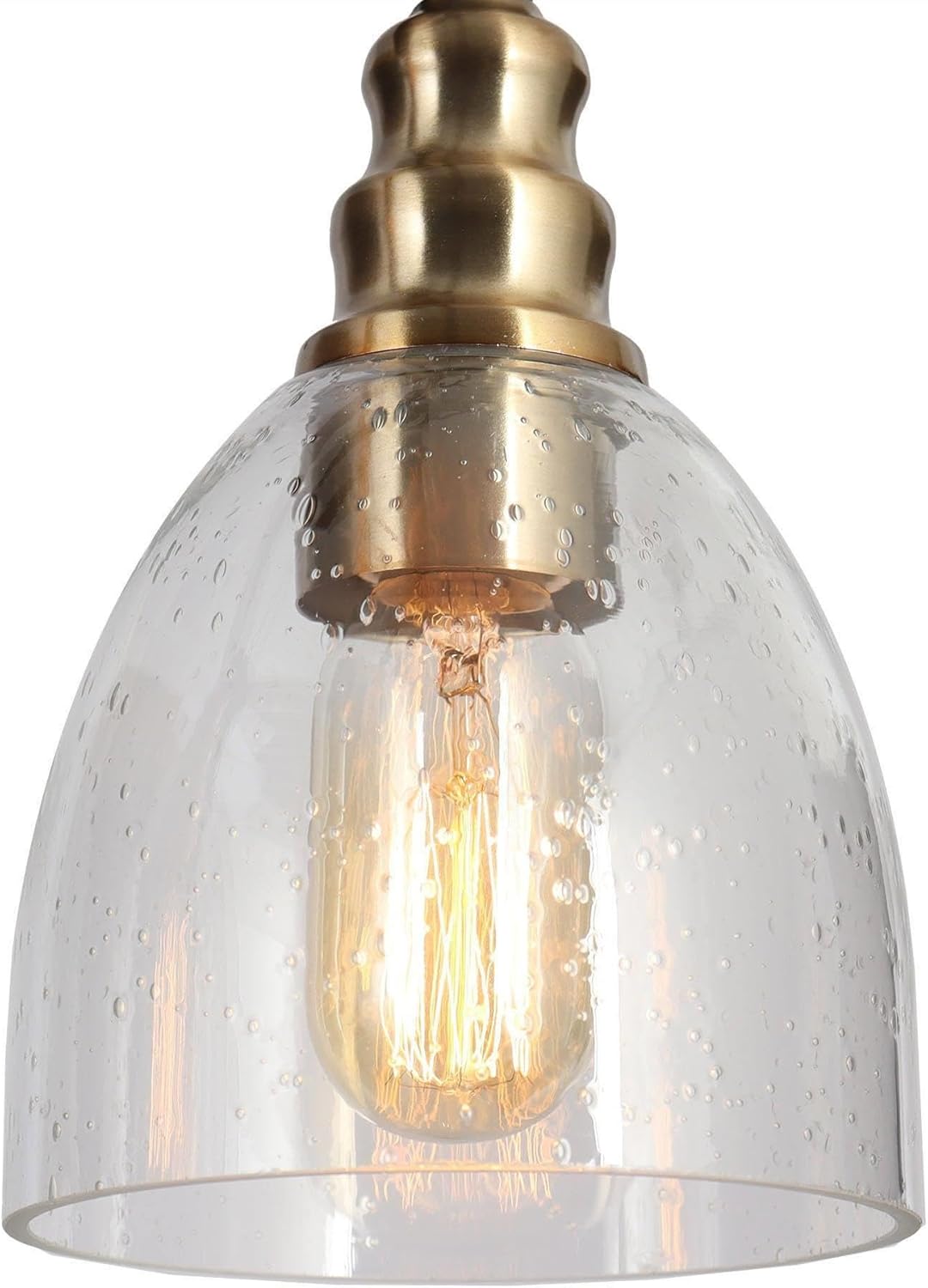 Dining Room Light Fixture Hanging with Seeded Glass Shades and Imitation Electroplated Copper Craft for Kitchen Island