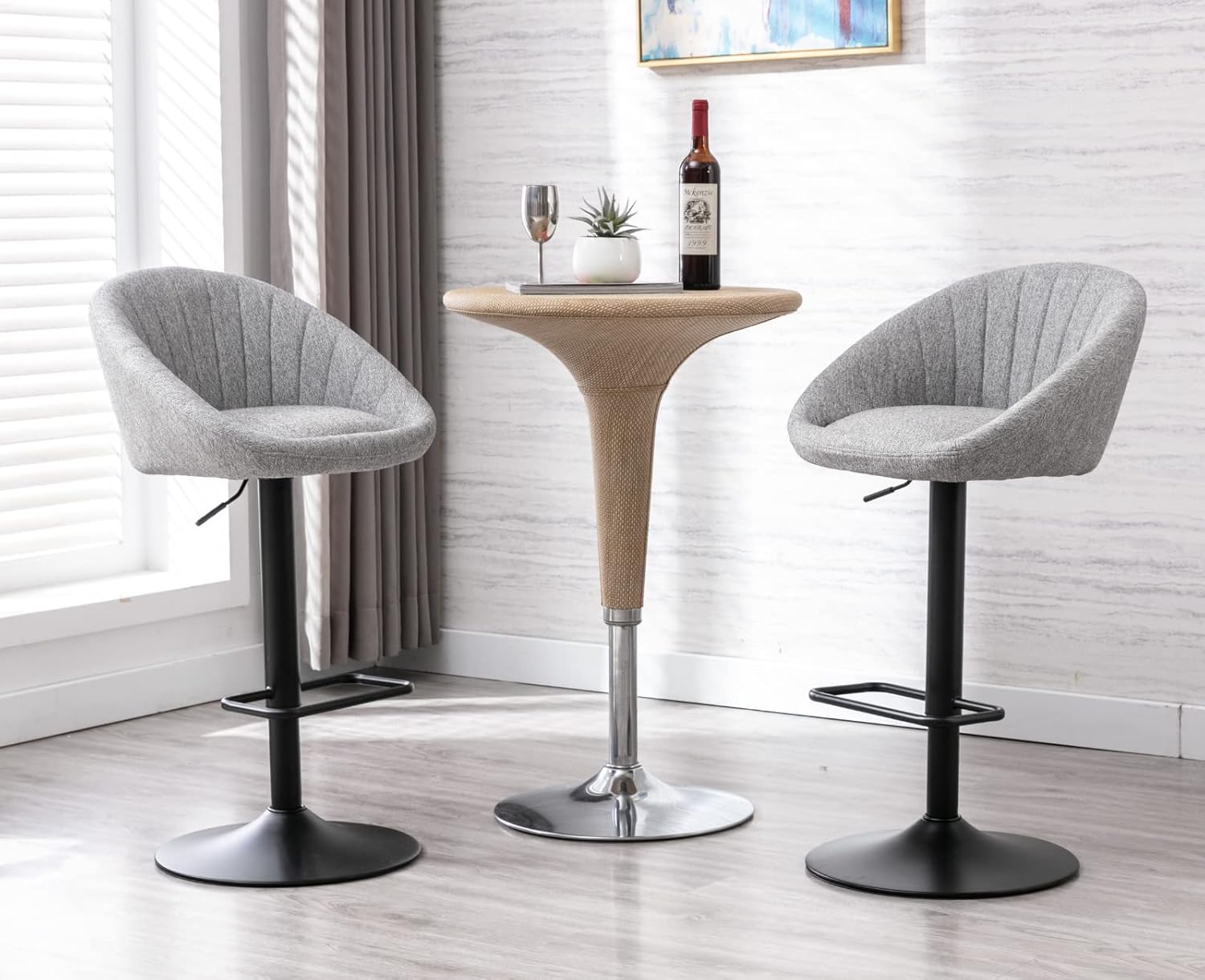 Set of 2 Modern Counter Height Barstools with Low Back Comfy Upholstered Kitchen Island Bar Chairs