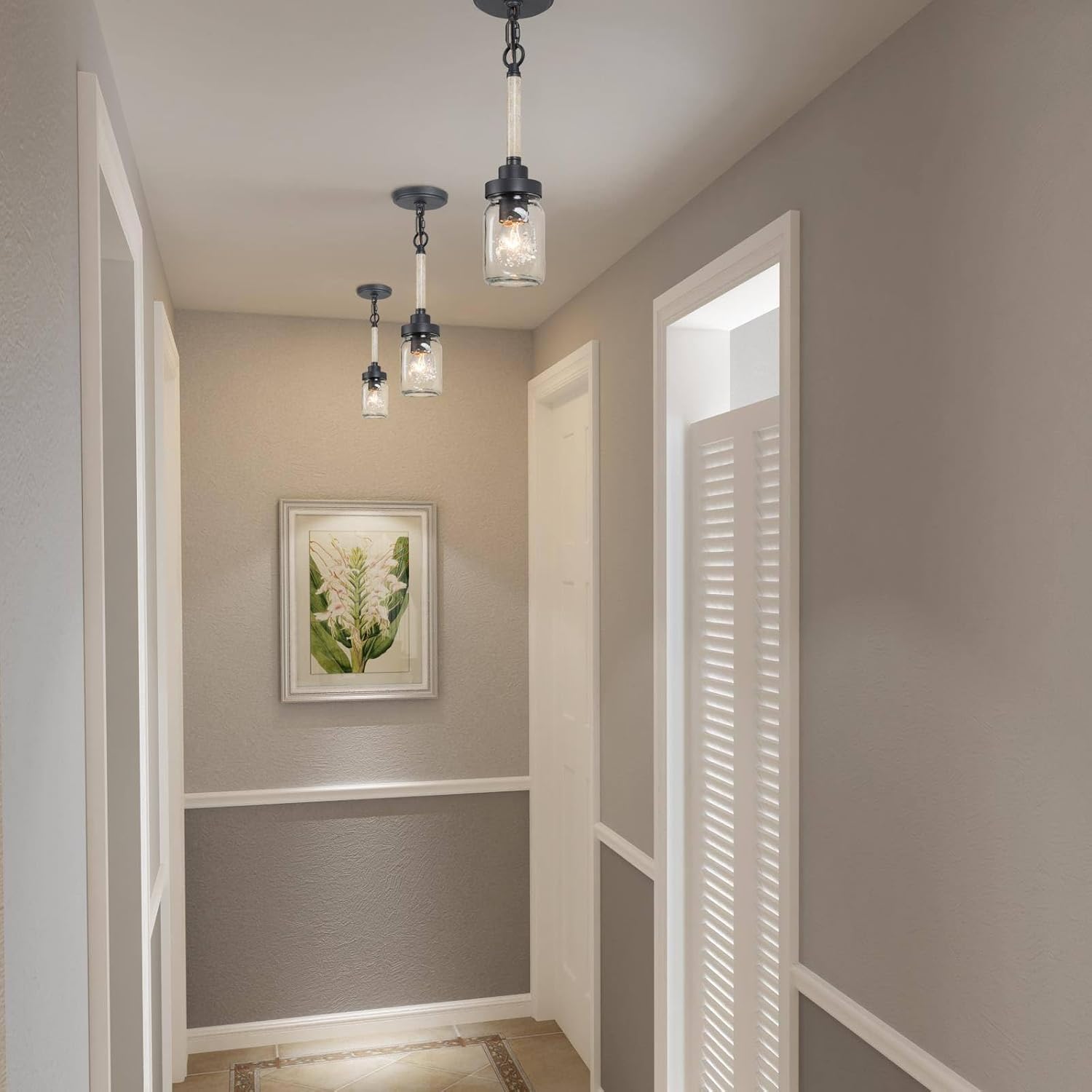 Mini Mason Jar Pendant Light, Farmhouse Pendant Lights Kitchen Island