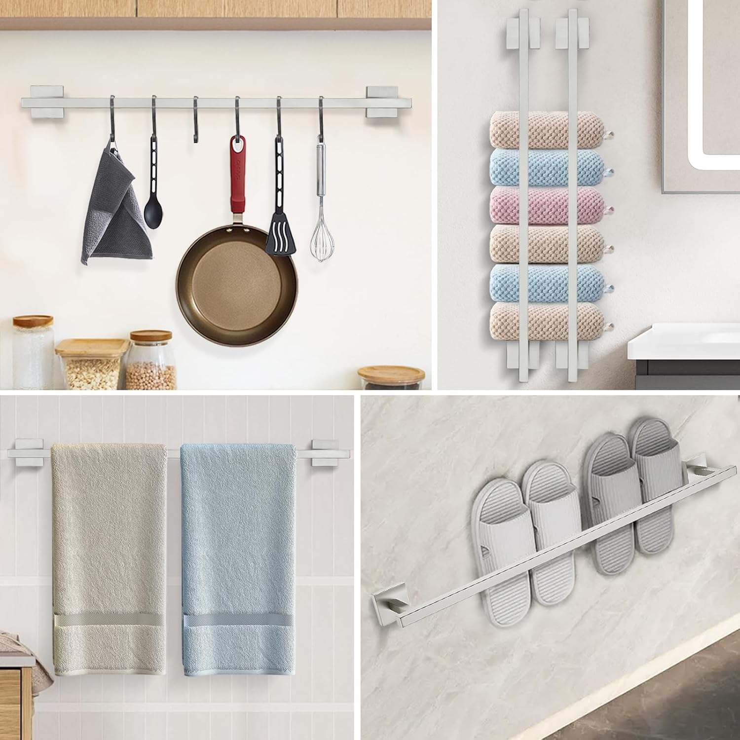 Towel Bar Brushed, 25 Inch 304 Stainless Steel Bathroom Towel Rack, Towel Holder Bathroom Accessories Wall Mounted, Total Length 27 Inch