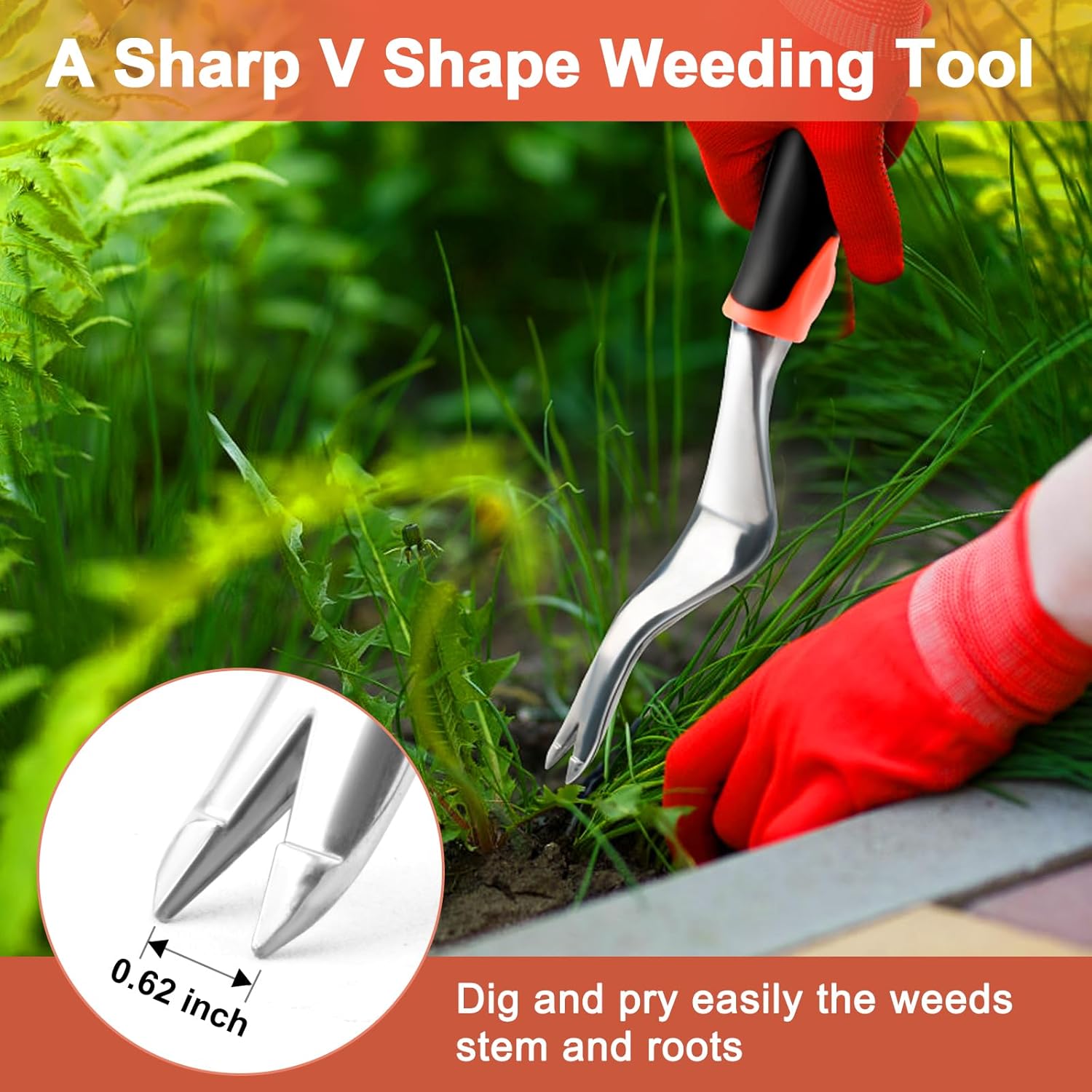 Weed Puller Tool Weeding Tool, Dandelion Hand Weeder Tool with Ergonomic Handle, Heavy Duty Weed Remover Weed Pulling Tools for Gardening