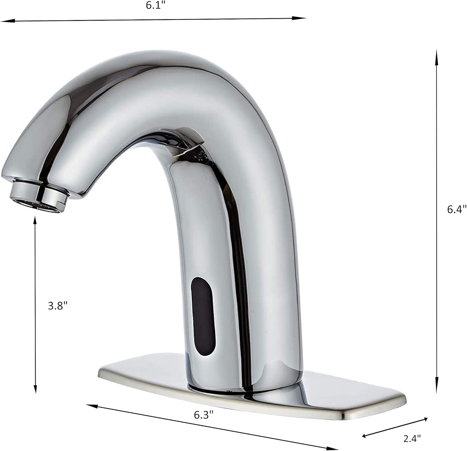 Automatic Sensor Touchless Bathroom Sink Faucet with Hole Cover Plate Chrome Dual Powered Vanity Bathroom Faucets