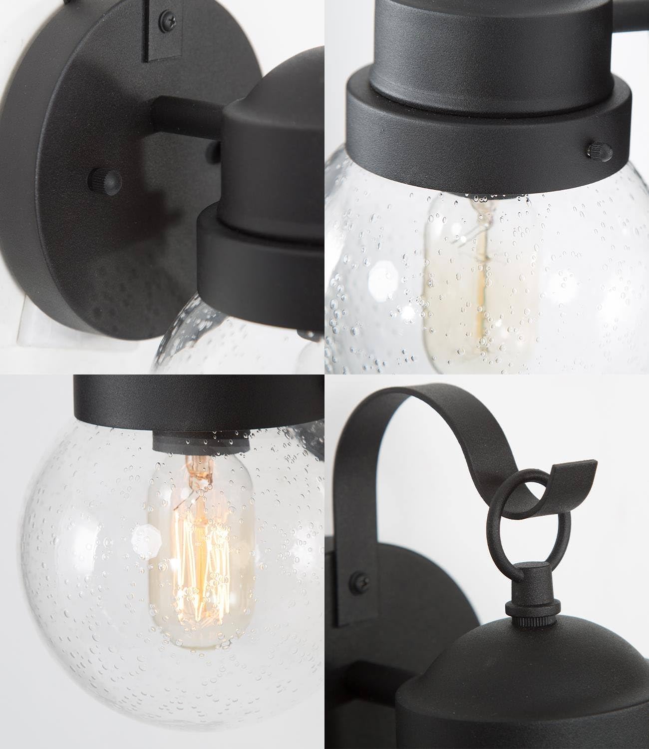 Exterior Globe Anti Rust Waterproof Wall Sconce with Seeded Glass, Modern Farmhouse Outdoor Porch Lights