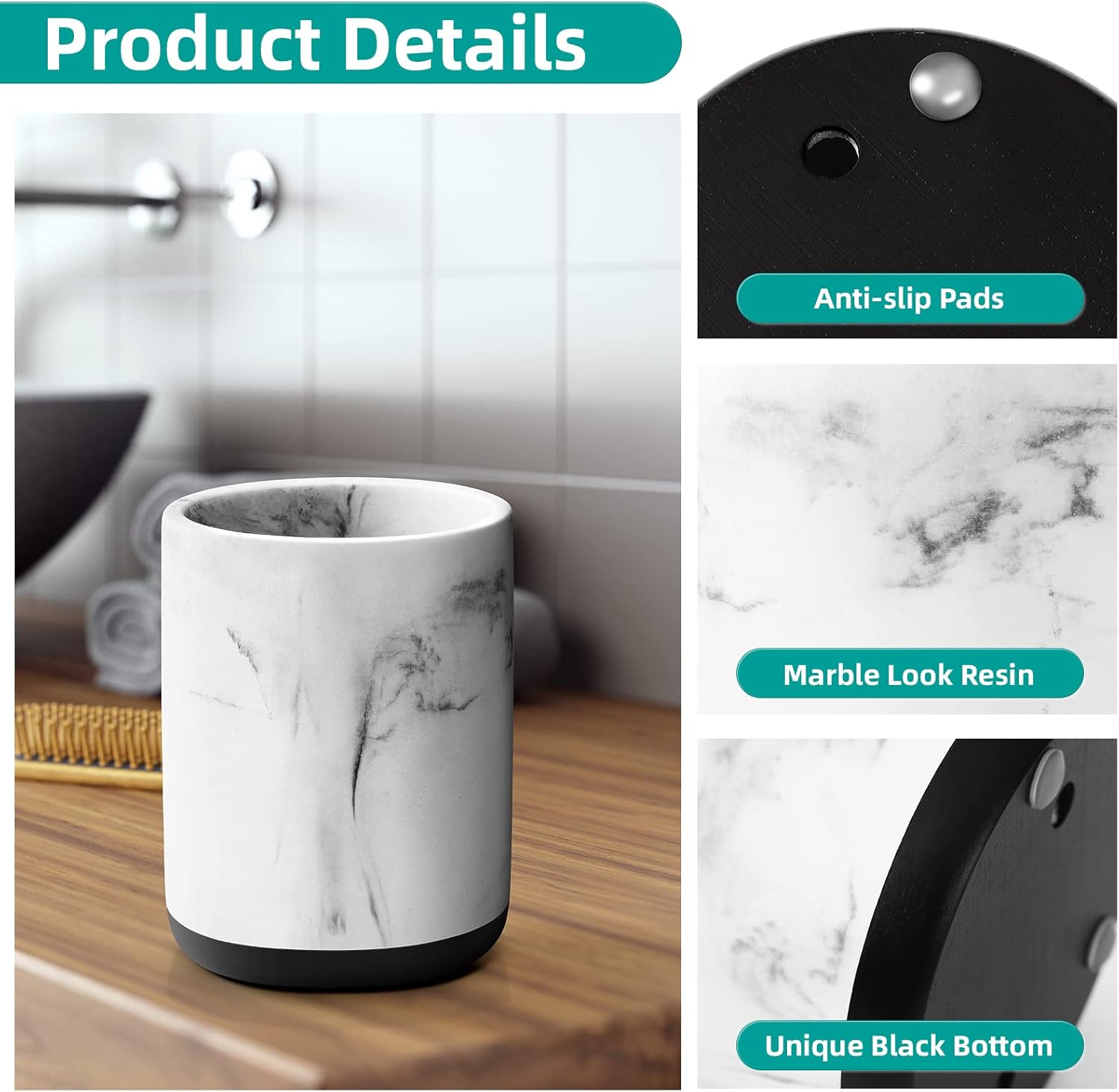 Toothbrush Holders for Bathrooms, Toothpaste Tooth Brushing Holder, Bathroom Organizer Countertop for Vanity/Makeup Brushes