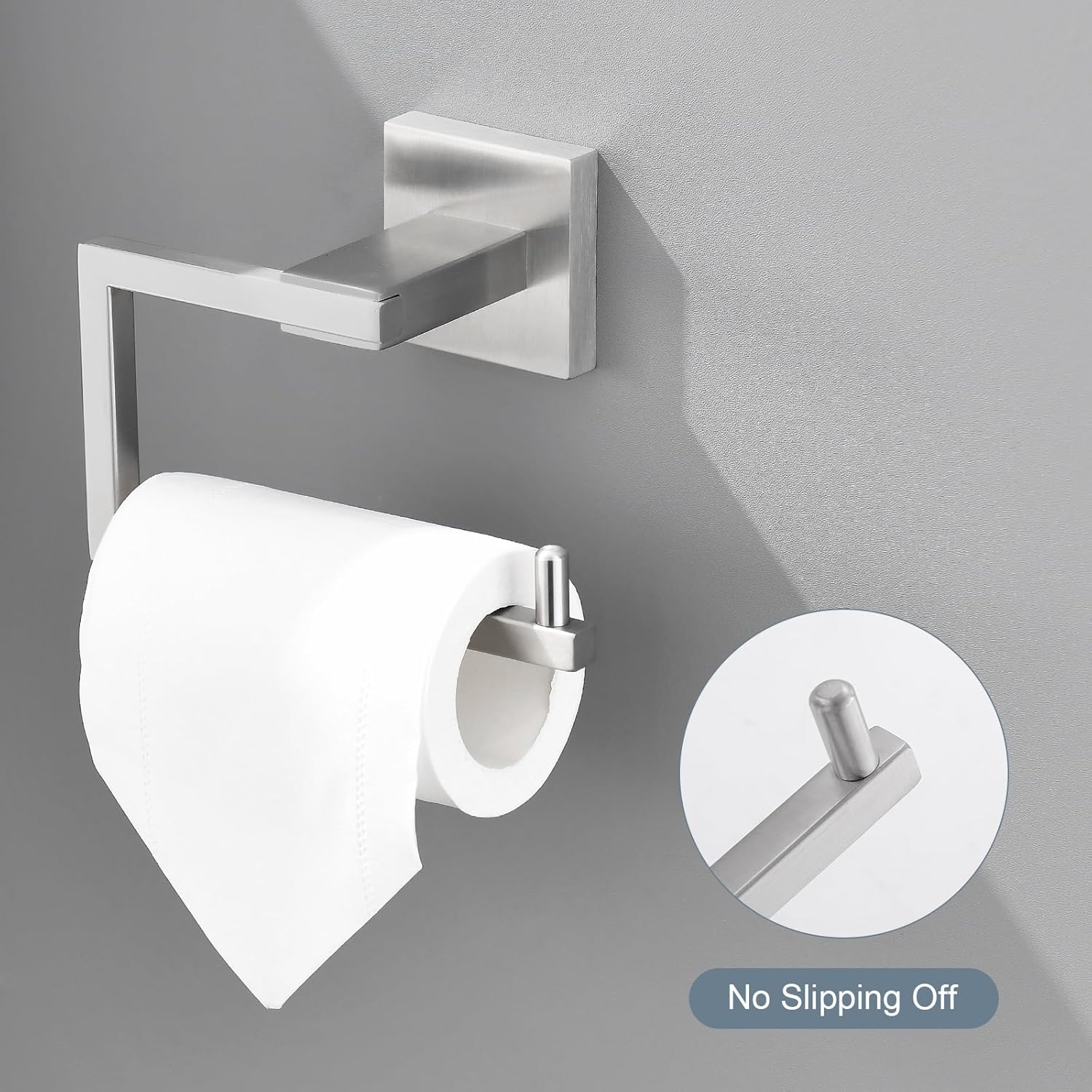 Brushed Nickel Toilet Paper Holder, Bathroom Toilet Roll Holder, Stainless Steel Modern Square Tissue Roll Holders Wall Mounted for Bathroom Kitchen Washroom
