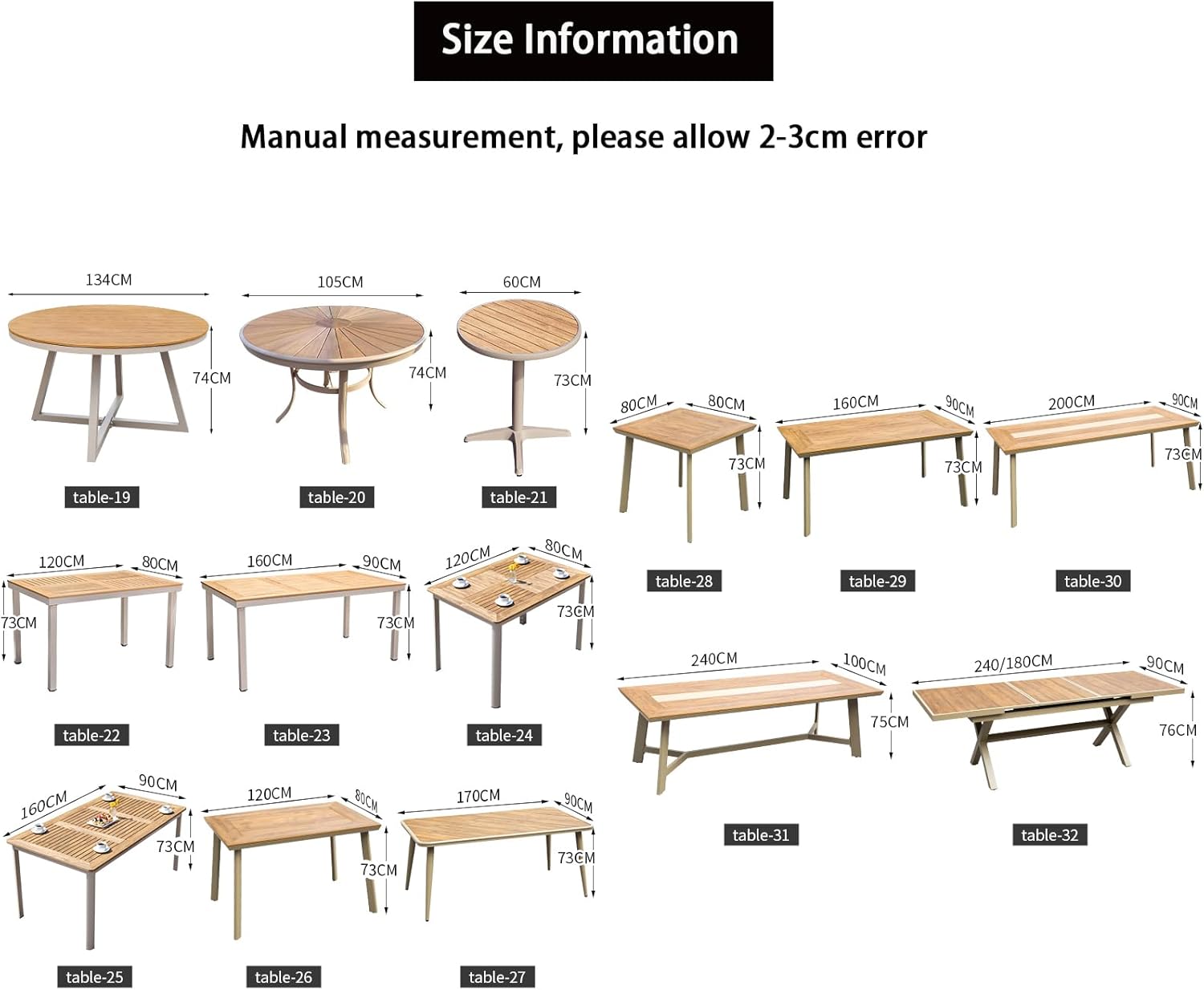Outdoor Furniture Aluminum Frame Plastic Wood Outdoor Dining Table