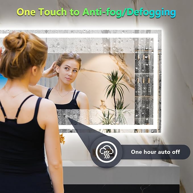 60x36 Inch RGB LED Bathroom Mirror Front Light and RGB Backlit Lighted Vanity Mirror