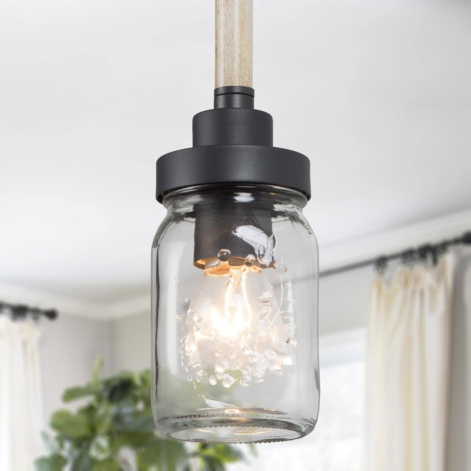 Mini Mason Jar Pendant Light, Farmhouse Pendant Lights Kitchen Island