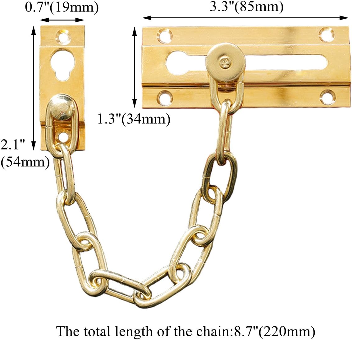 Anti-theft Bolt Chain Brass Plated Heavy Duty Door Guard Gate Latches Safety Door Lock