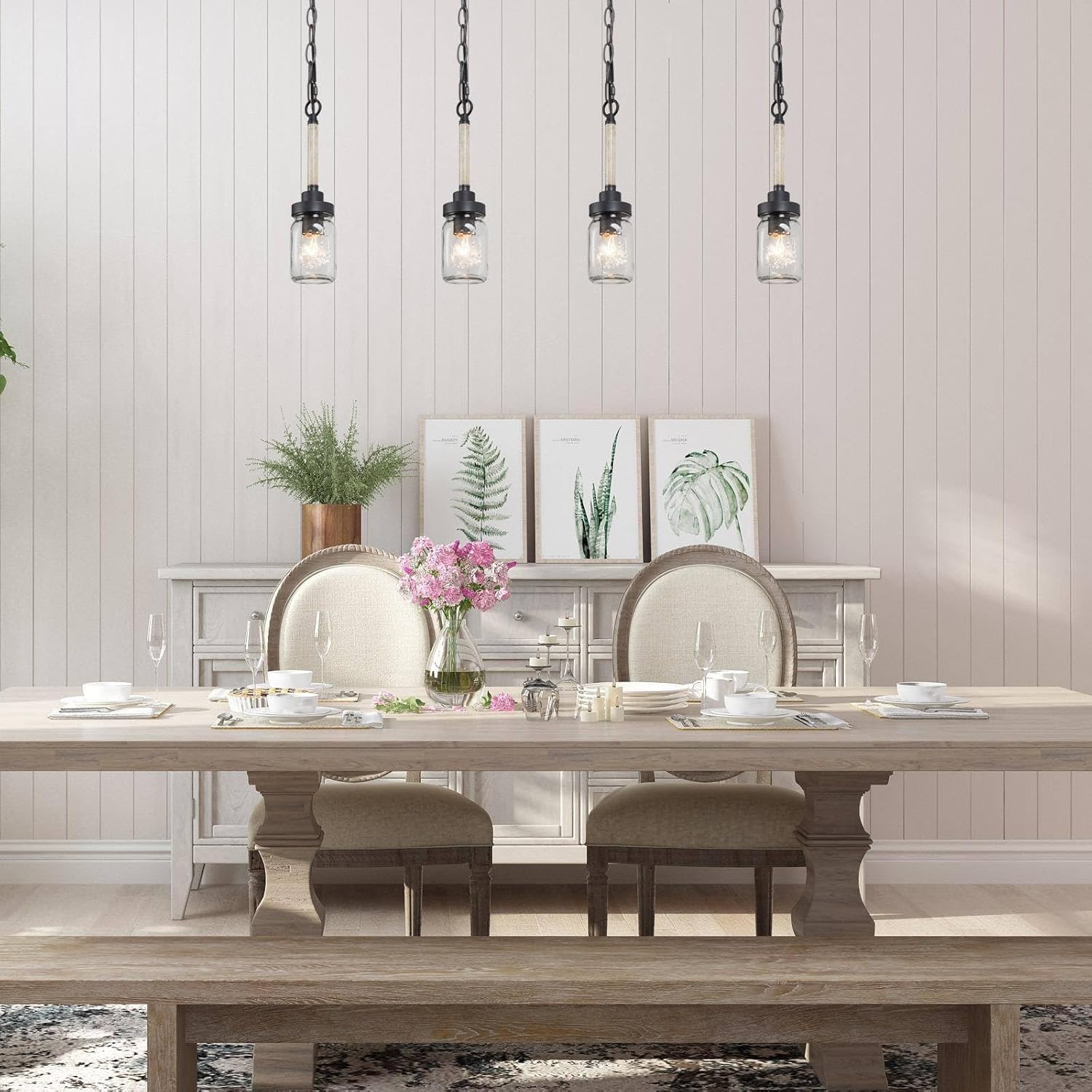 Mini Mason Jar Pendant Light, Farmhouse Pendant Lights Kitchen Island