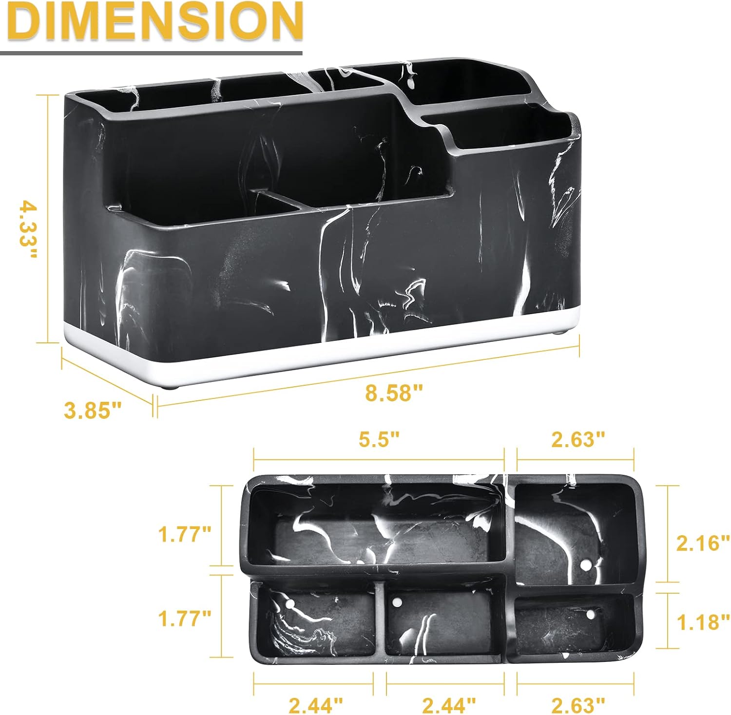 Toothbrush Holders for Bathroom, Bathroom Organizer Countertop, 5 Compartment Bathroom Accessories Storage for Toothpaste/Vanity Counter/Sink