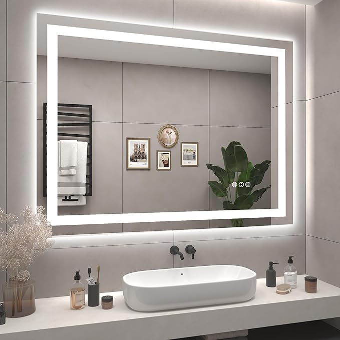 44x36 LED Lighted Mirror for Bathroom Wall Mounted, Dimmable Vanity Mirror with Lights, Anti-Fog, ETL Listed