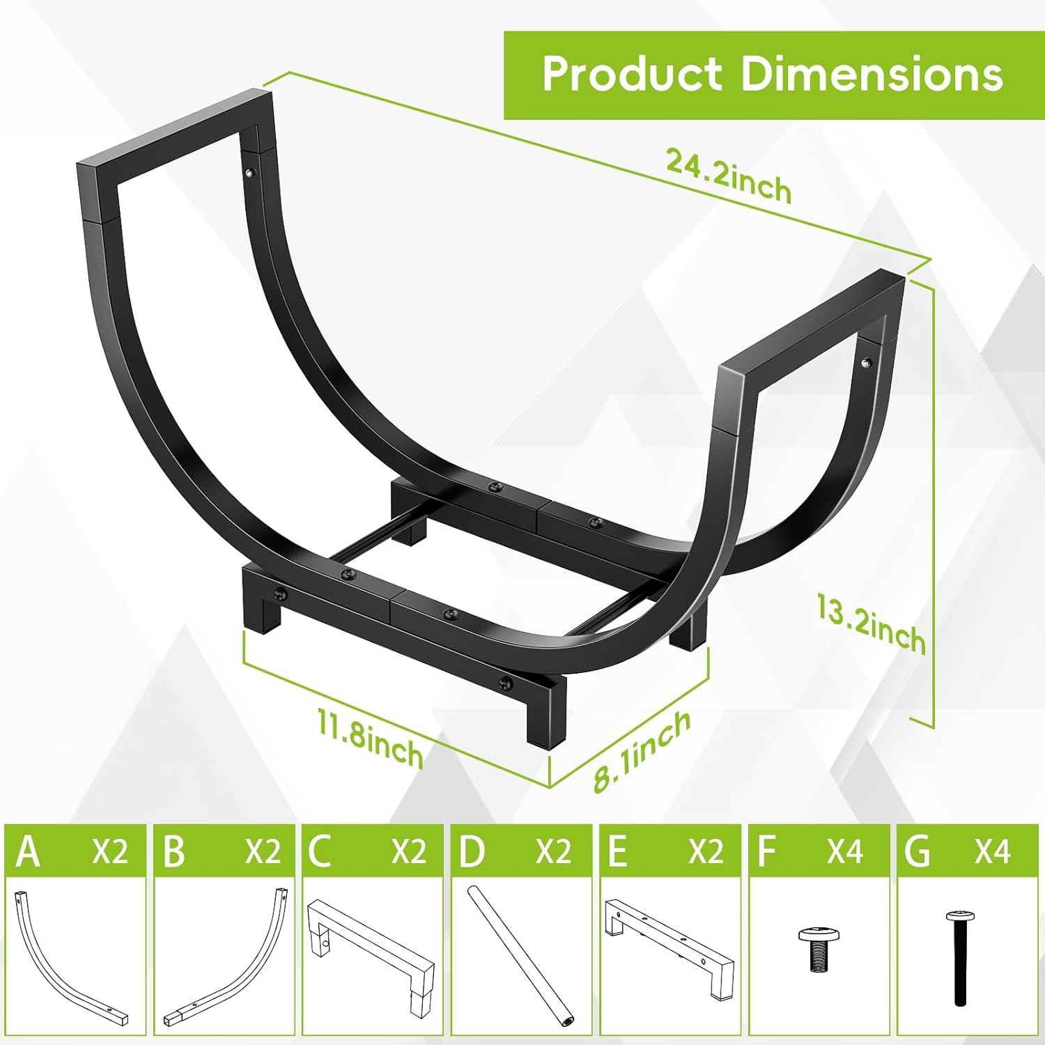 Firewood Rack Outdoor and Indoor Firewood Storage, 24 INCH Double Coated Fire Wood Organizer