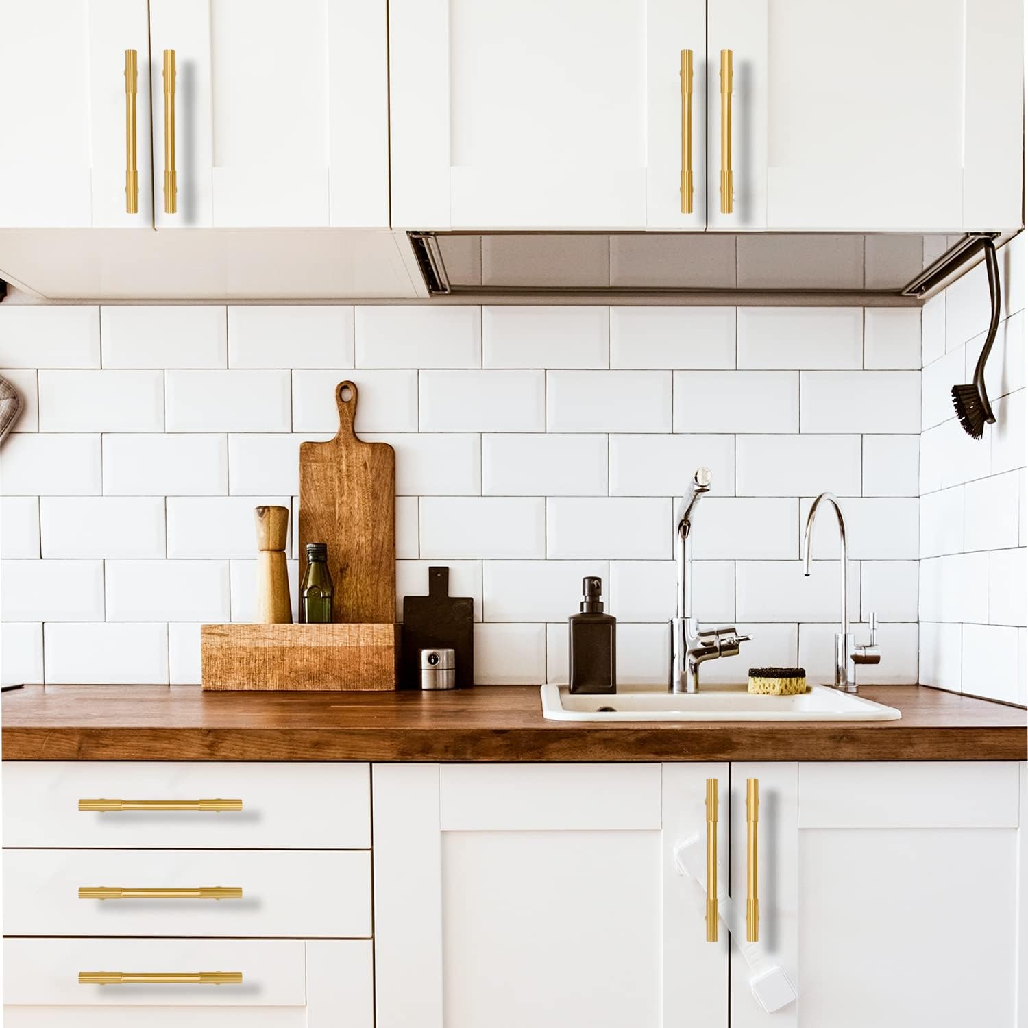 4pcs Solid Brass Gold Cabinet Pulls, 3-3/4-Inch Hole Centers for Kitchen Cupboard Handles Modern Drawer Dresser Pulls Bathroom Brushed Brass Cabinet Pulls Wardrobe Door Handles