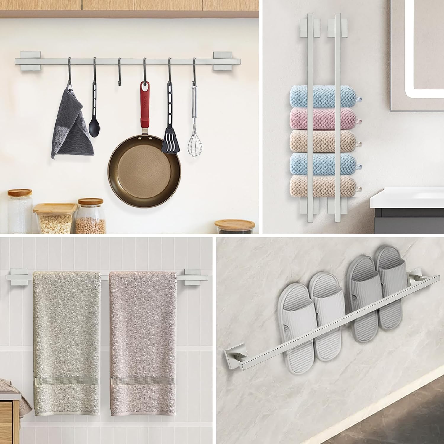 Brushed Towel Bar, 23.6 Inch Bathroom Towel Rack, 304 Stainless Steel Towel Holder Bathroom Accessories Wall Mounted, Total Length 25.5 Inch