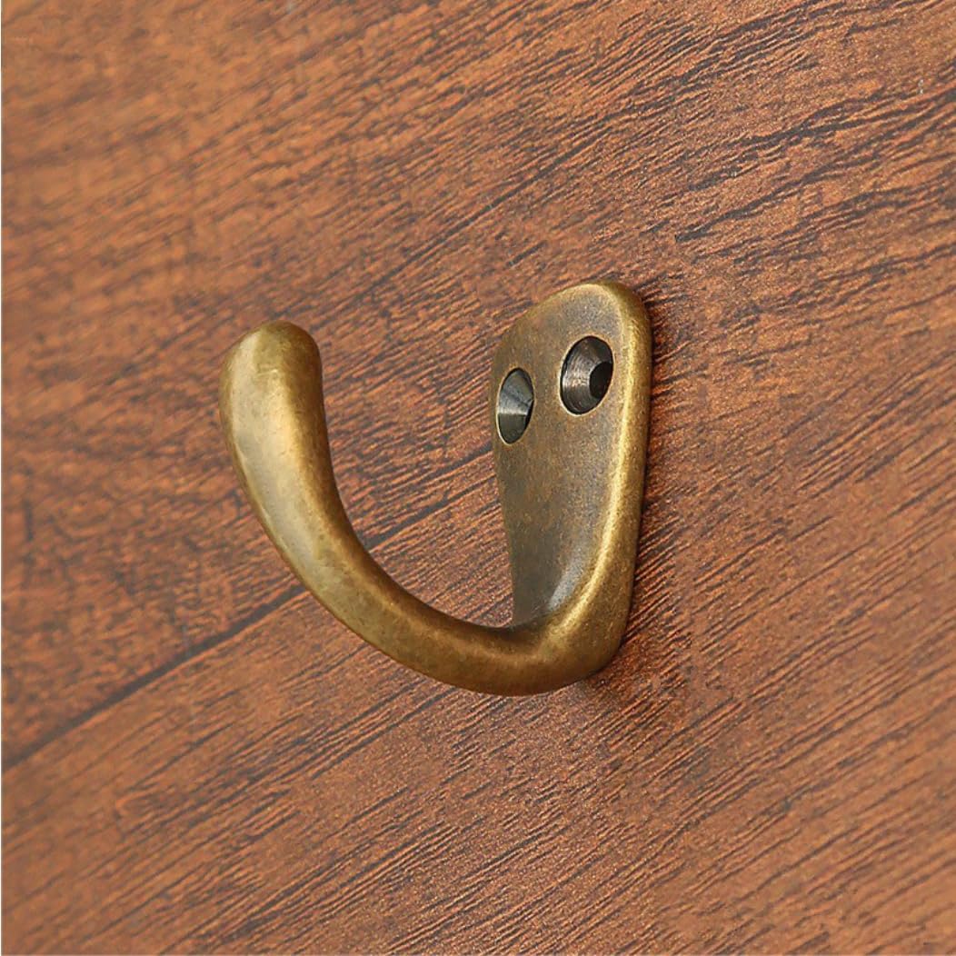 3PCS Antique Brass Coat and Hat Hook Brass Classico Wall Hanging for Bath Stands Clothes Hangers Scarf Towel (Vintage)