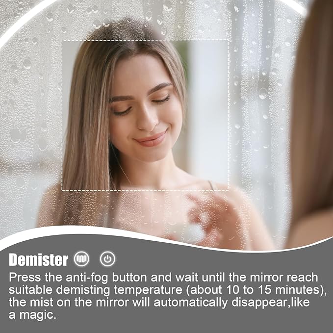 Led Round Medicine Cabinet,Bathroom Medicine Cabinet with Light,3 Color,Demister,Dimmable,Steel Constrution,White,Only for Surface Mount,28 inch