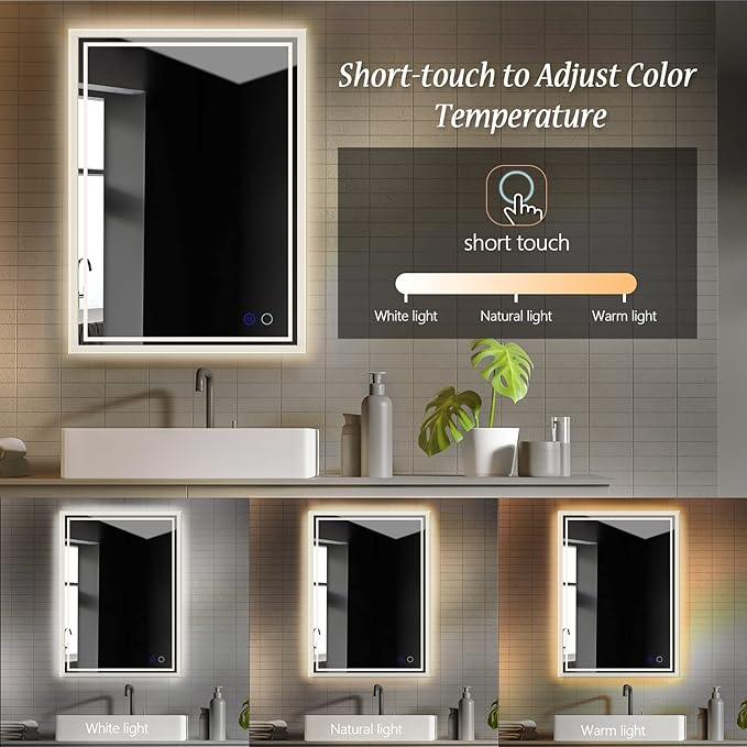 24x32 LED Bathroom Mirror,Led Mirror for Bathroom,Bathroom Mirror with Lights
