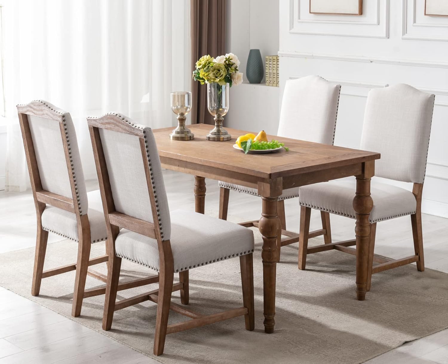 Dining Room Chairs with Cane Back Mid Century Modern Kitchen Chairs Natural Wood Frame Side Chairs