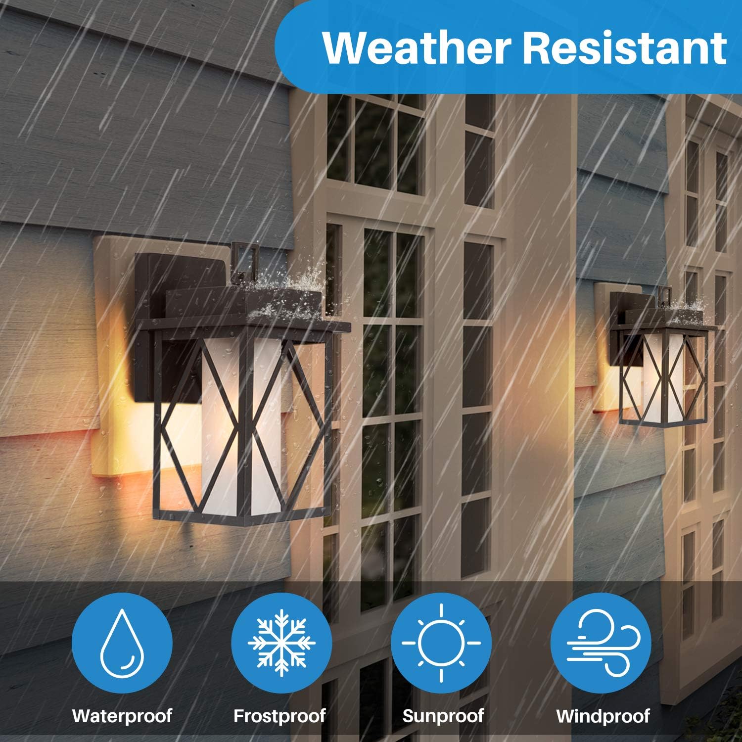 Exterior Wall Light Fixture, Outdoor Lighting Wall Mount, Sanded Black Finish Porch Light, Anti-Rust Wall Lamp