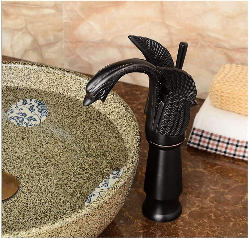 Swan Bathroom Vessel Sink Faucet Oil Rubbed Bronze Tall Single Handle One Hole Basin Faucet Aerator Spout Basin Mixer Tap