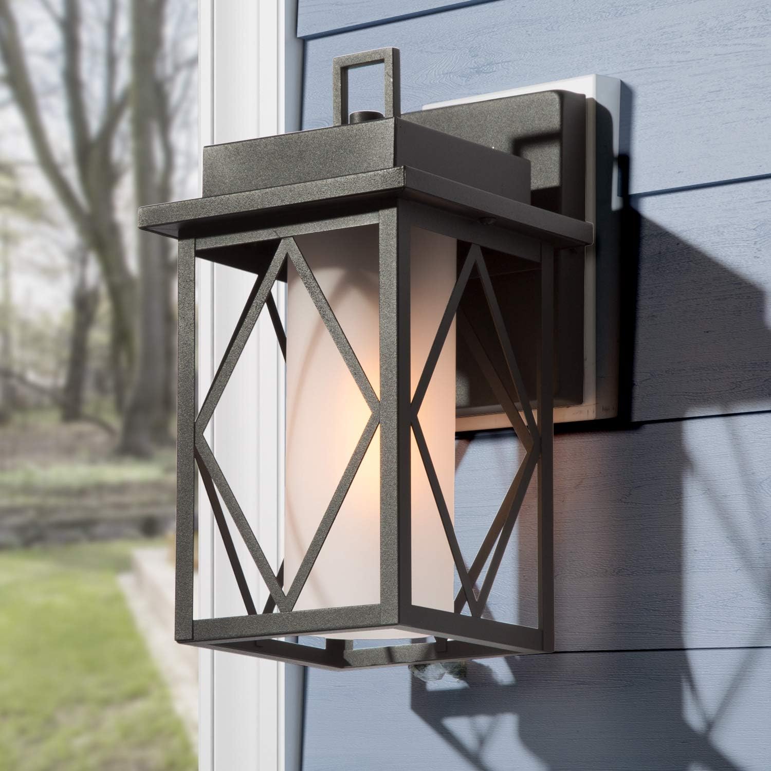 Exterior Wall Light Fixture, Outdoor Lighting Wall Mount, Sanded Black Finish Porch Light, Anti-Rust Wall Lamp