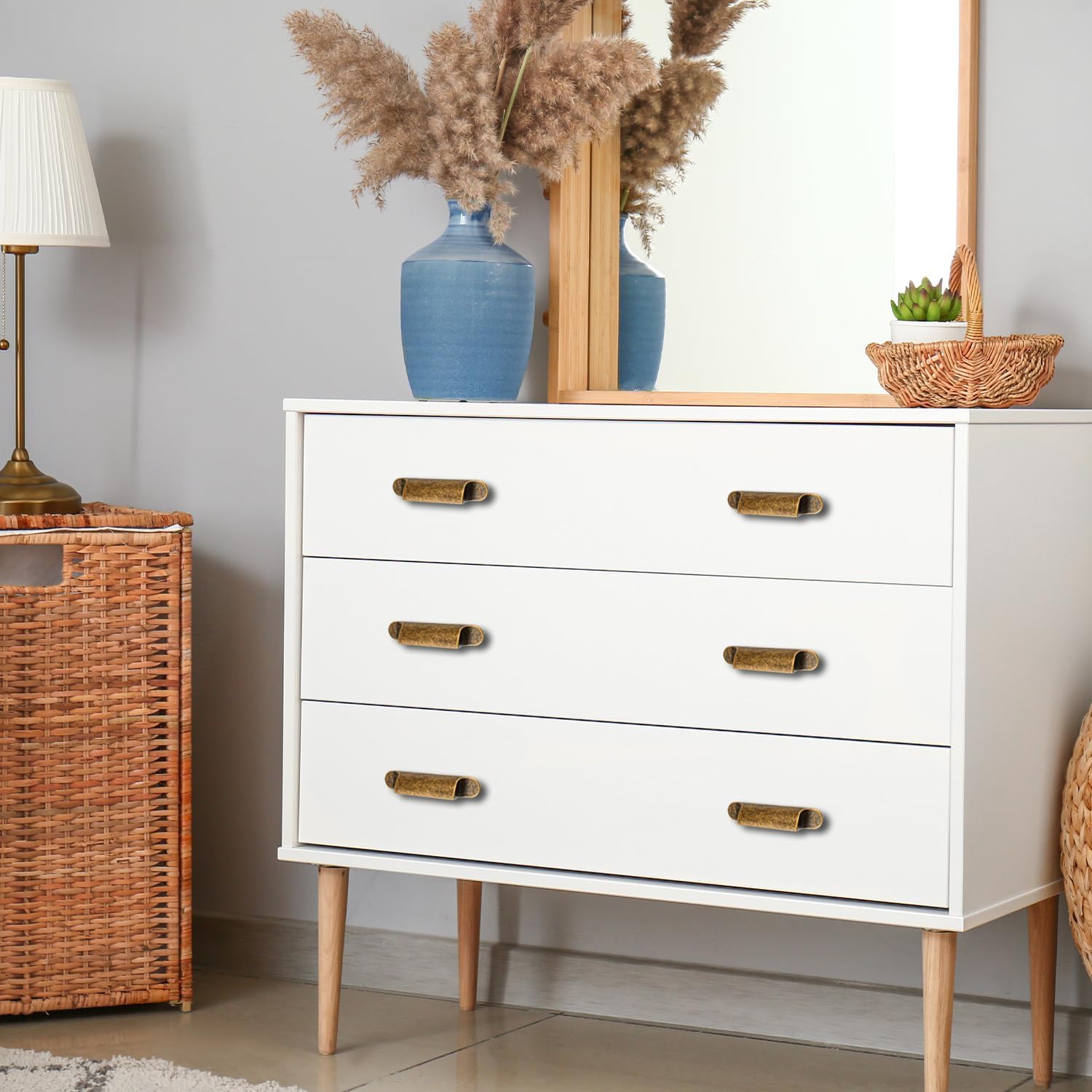 6Pack Antique Retro Zinc Alloy Cabinet Pulls, 3 Inch Hole Centers for Kitchen Cupboard Handles Drawer Dresser Pulls Bathroom Cabinet Hardware Pulls Wardrobe Door Handles