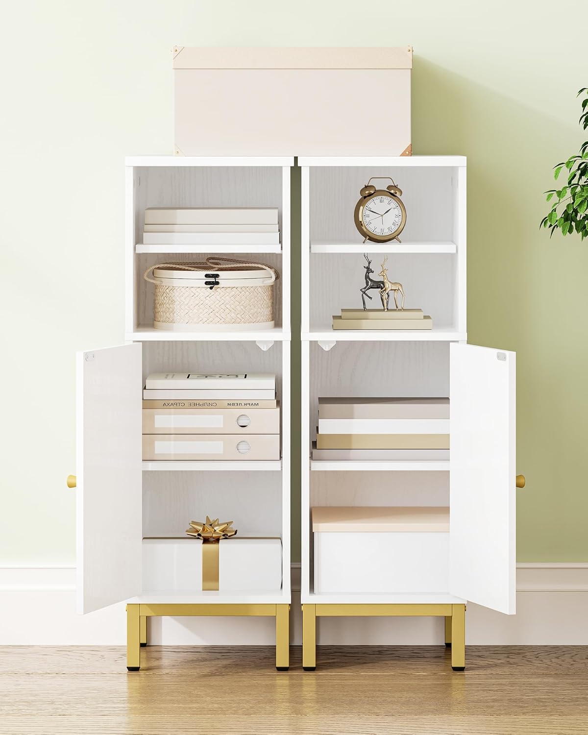 Bathroom Storage Cabinet, Corner Floor Cabinet with Door & Shelves, Customized Door Opening Direction