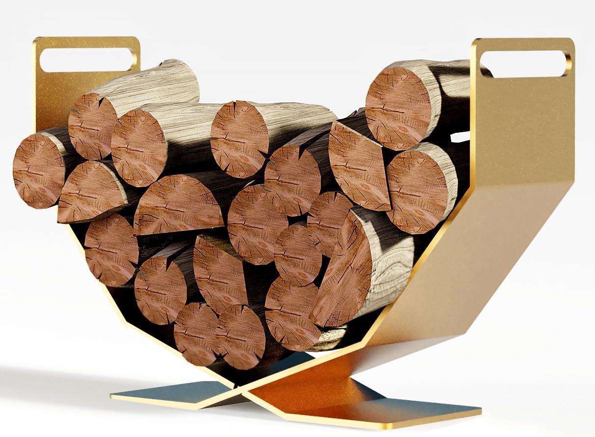 17.72 Inches Decorative Heavy Duty Firewood Storage Rack Wood Holder for Outdoor