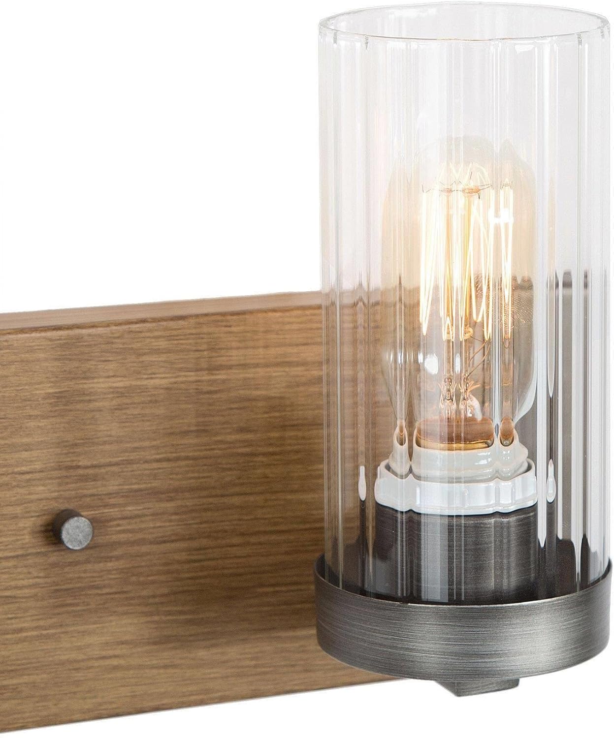 3 Light Farmhouse Vanity Lights for Bathroom with Clear Textured Glass Lampshade