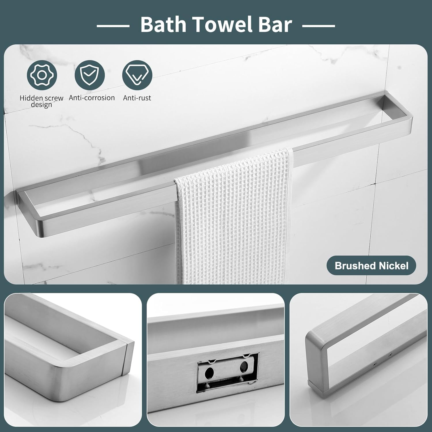 4-Piece Bathroom Hardware Set Brushed Nickel Towel Bar Set Premium Stainless Steel Bath Towel Holder Sets Towel Racks Wall Mounted