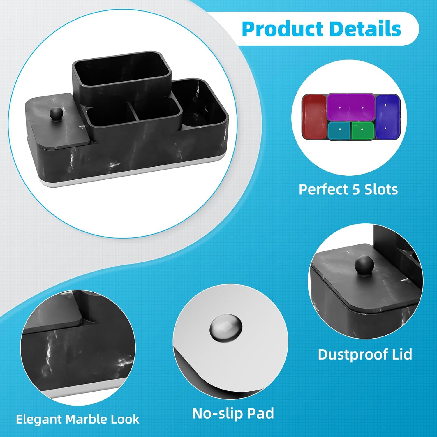 Bathroom Counter Organizer, Toothbrush Holder for Bathroom, Resin Bathroom Organizer Countertop Storage